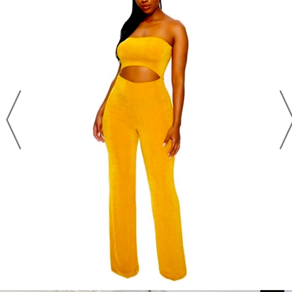 Mustard yellow naked wardrobe jumpsuit